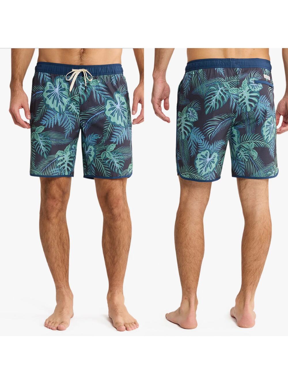 Fair Harbor Shorts Mens XL Blue Green Anchor Lined Swim Athletic Tropical Beach